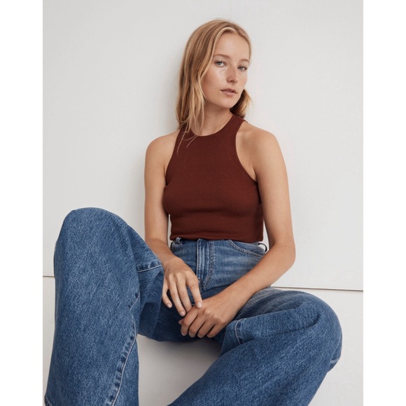 NWT Madewell XXS Phoebe Signature Cutaway Sweater Tank in Stained Mahogany - Picture 2 of 5